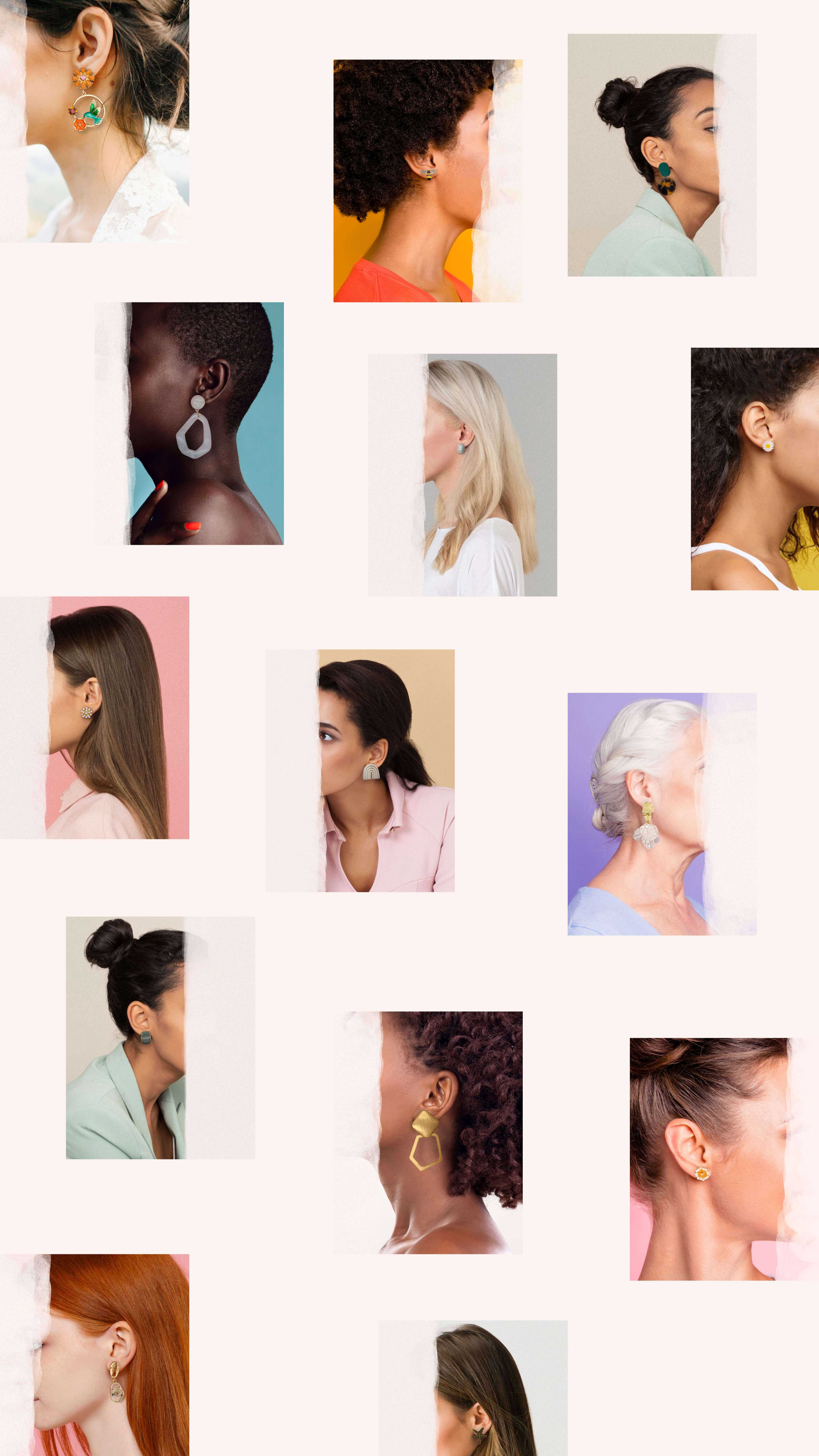 Promotional shots featuring some of the earrings as worn by models