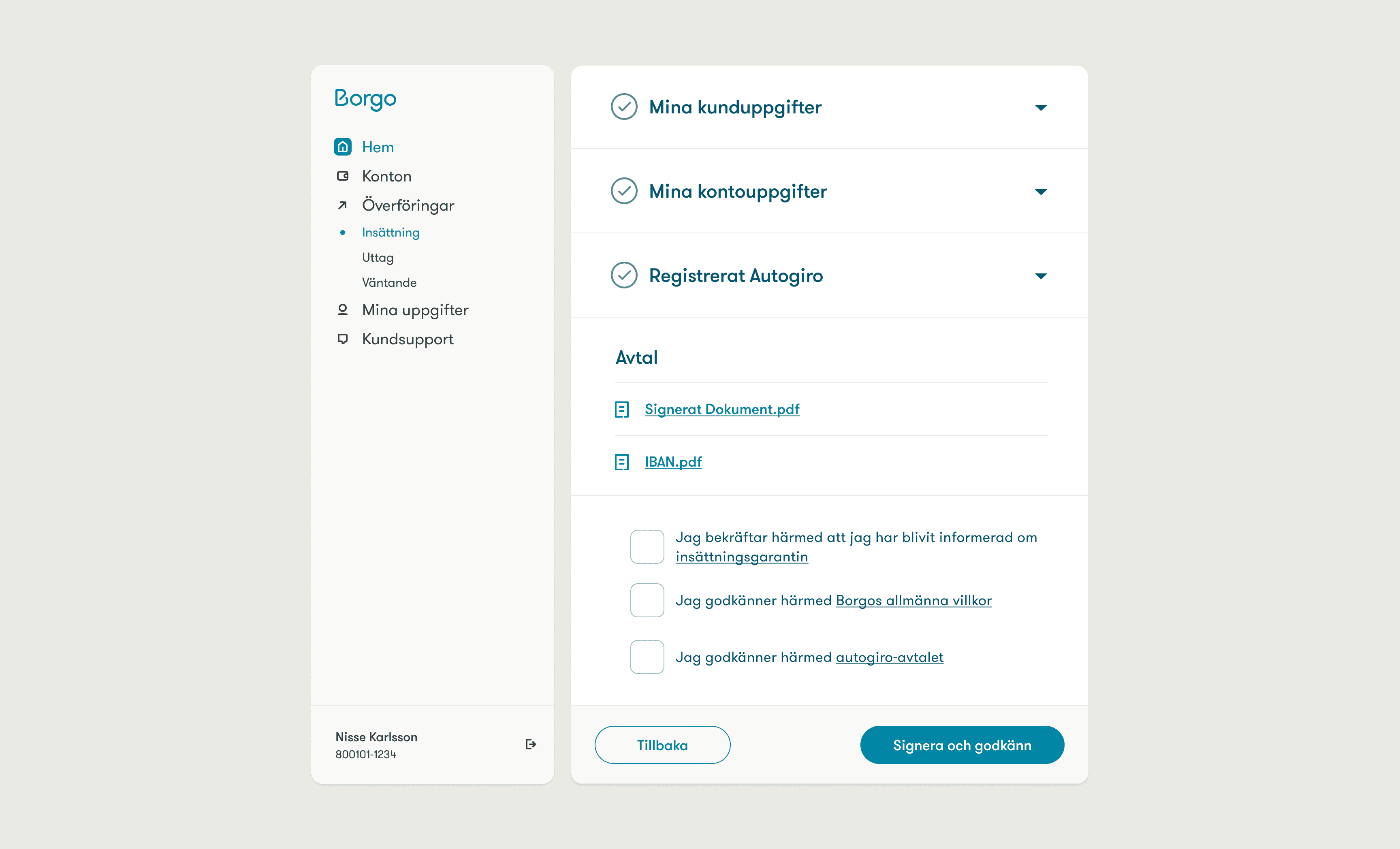 View of UI components in use inside Borgo’s user dashboard